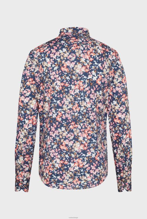 Heren Van Laack ipanema poplin overhemd met bloemenprint blauw koraal kleding XLN6N567