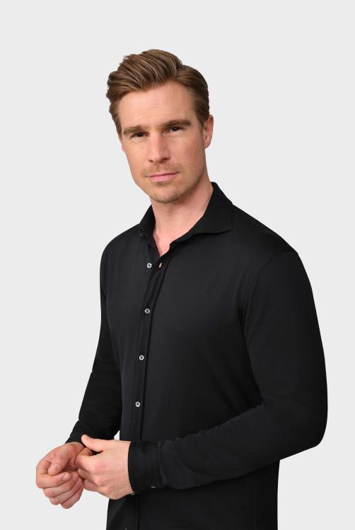 Heren Van Laack jersey overhemd urban look slim fit zwart kleding XLN6N463