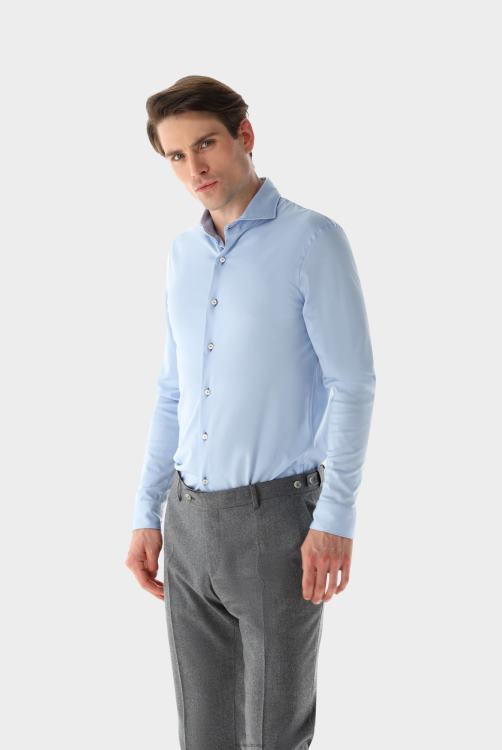 Heren Van Laack jersey overhemd van Zwitserse katoen, slim fit kleding XLN6N471