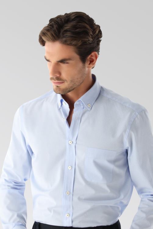 Heren Van Laack klein poplin overhemd met gingham-ruit kleding XLN6N443