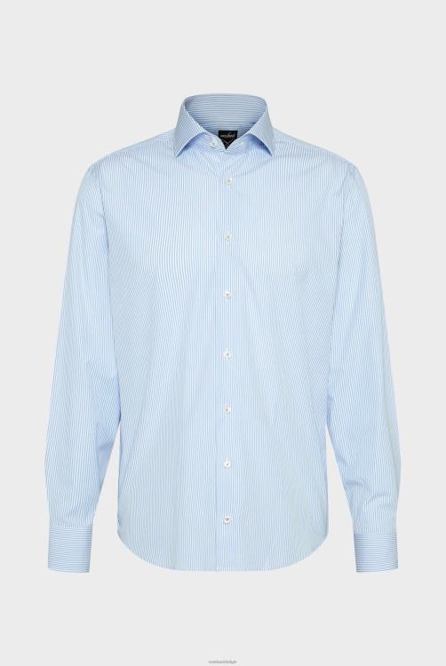 Heren Van Laack kreukvrij dun gestreept business overhemd van popeline kleding XLN6N344