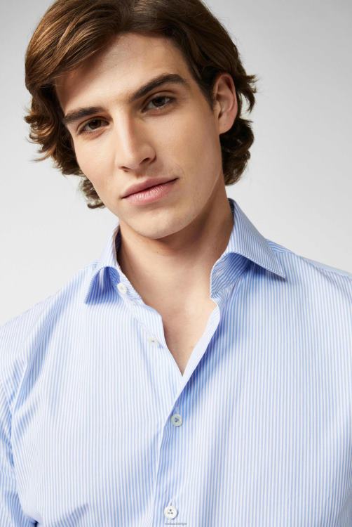 Heren Van Laack kreukvrij dun gestreept business overhemd van popeline kleding XLN6N344