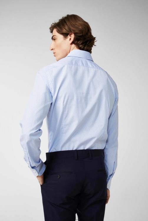 Heren Van Laack kreukvrij dun gestreept business overhemd van popeline kleding XLN6N344