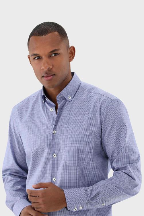 Heren Van Laack kreukvrij geruit keperoverhemd op maat kleding XLN6N432