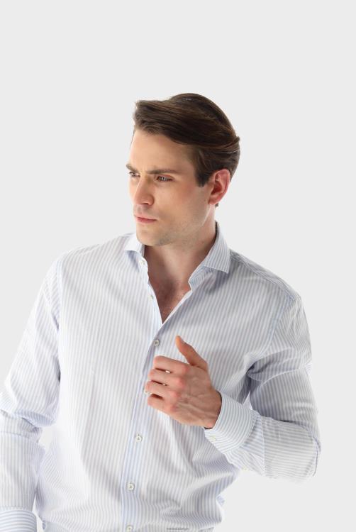 Heren Van Laack kreukvrij gestreept overhemd op maat kleding XLN6N409