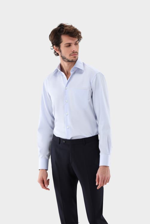 Heren Van Laack kreukvrij twill overhemd comfort fit blauw kleding XLN6N374