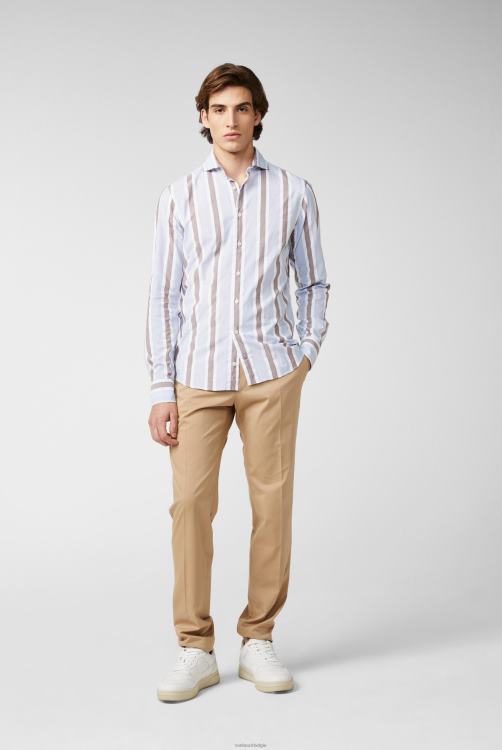 Heren Van Laack licht katoenen poplin overhemd blauw gestreept kleding XLN6N573