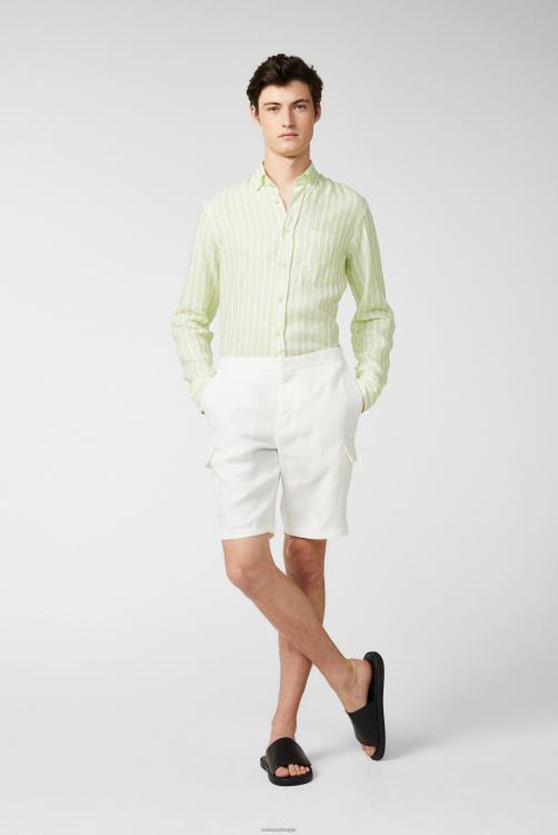 Heren Van Laack linnen knoopsluiting met groene streepprint kleding XLN6N493