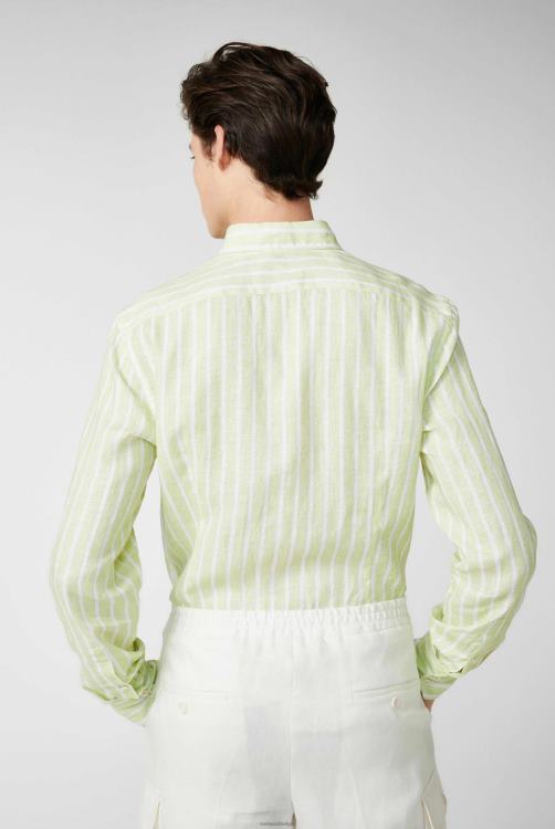 Heren Van Laack linnen knoopsluiting met groene streepprint kleding XLN6N493