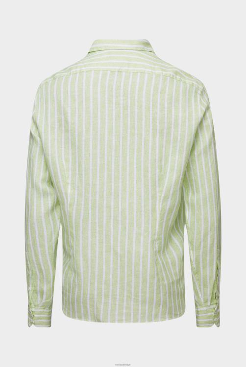 Heren Van Laack linnen knoopsluiting met groene streepprint kleding XLN6N493