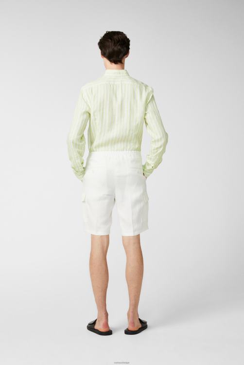 Heren Van Laack linnen knoopsluiting met groene streepprint kleding XLN6N493