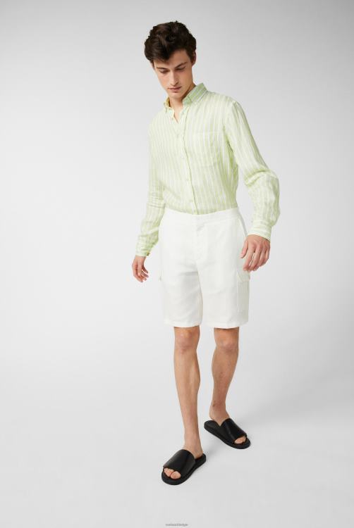 Heren Van Laack linnen knoopsluiting met groene streepprint kleding XLN6N493