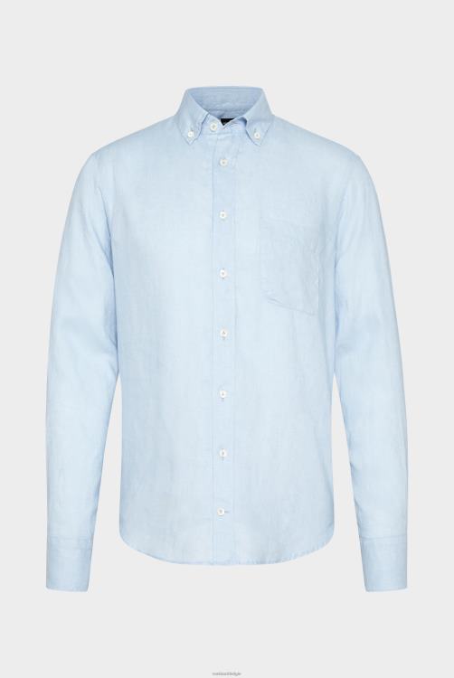 Heren Van Laack linnen overhemd met button-down kraag blauw kleding XLN6N490