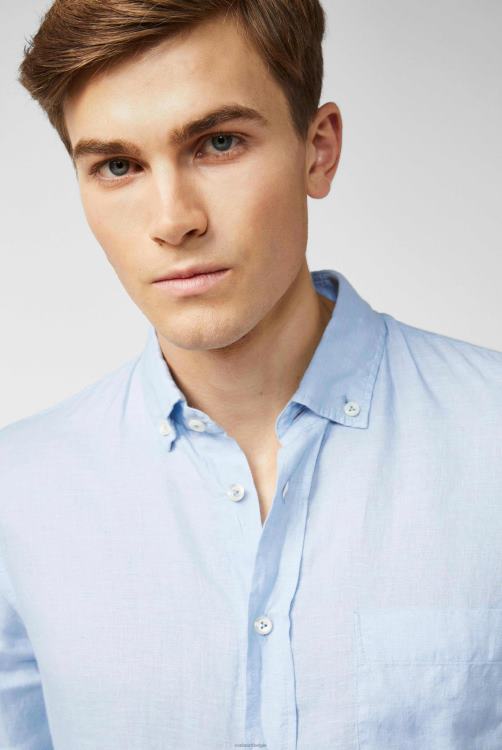 Heren Van Laack linnen overhemd met button-down kraag blauw kleding XLN6N490