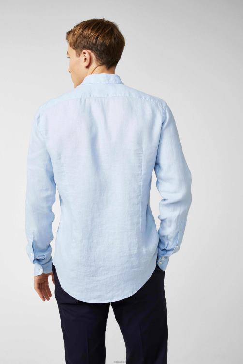 Heren Van Laack linnen overhemd met button-down kraag blauw kleding XLN6N490