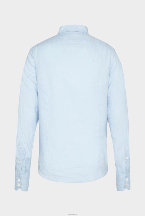 Heren Van Laack linnen overhemd met button-down kraag blauw kleding XLN6N490