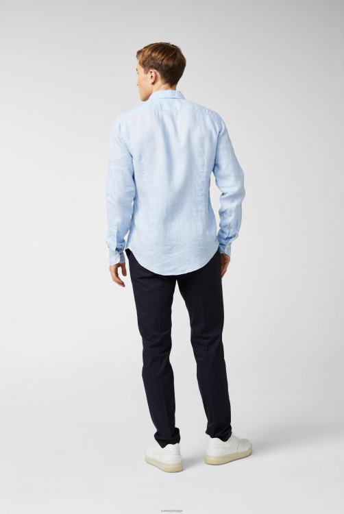 Heren Van Laack linnen overhemd met button-down kraag blauw kleding XLN6N490