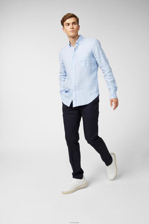 Heren Van Laack linnen overhemd met button-down kraag blauw kleding XLN6N490