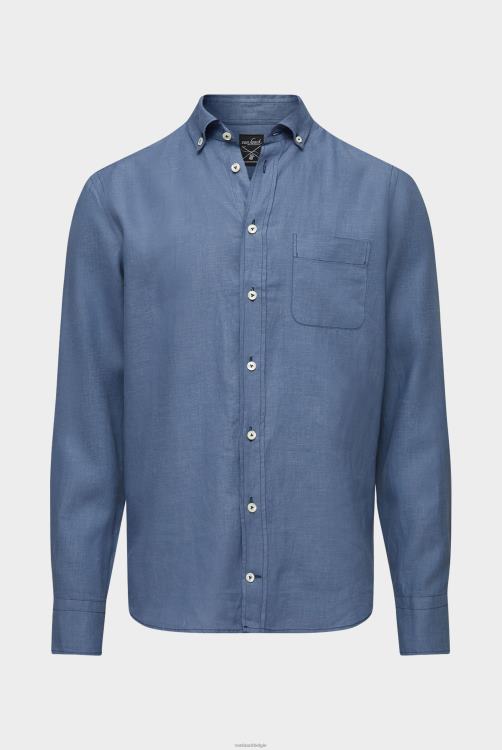 Heren Van Laack linnen overhemd met button-down kraag blauw kleding XLN6N500