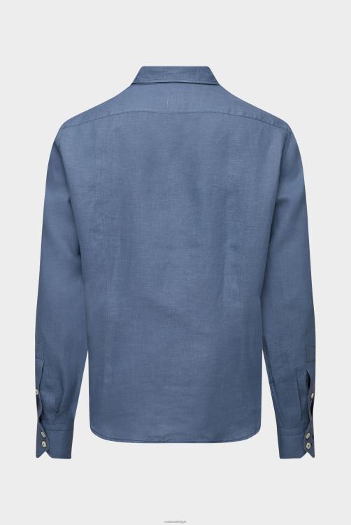 Heren Van Laack linnen overhemd met button-down kraag blauw kleding XLN6N500