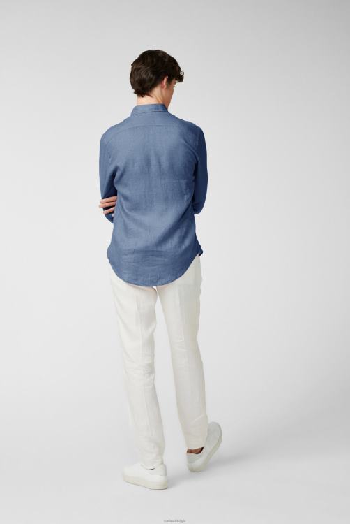 Heren Van Laack linnen overhemd met button-down kraag blauw kleding XLN6N500