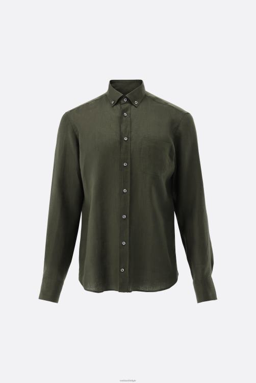 Heren Van Laack linnen overhemd met button-down kraag kleding XLN6N495