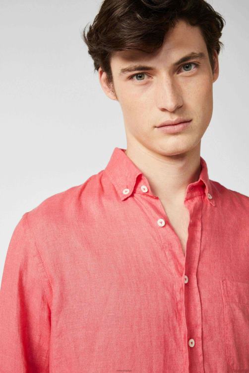 Heren Van Laack linnen overhemd met button-down kraag koraal kleding XLN6N491