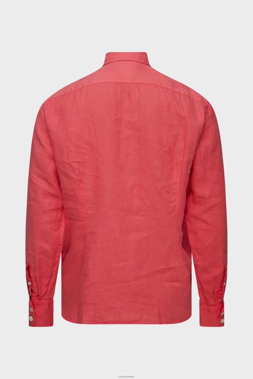 Heren Van Laack linnen overhemd met button-down kraag koraal kleding XLN6N491