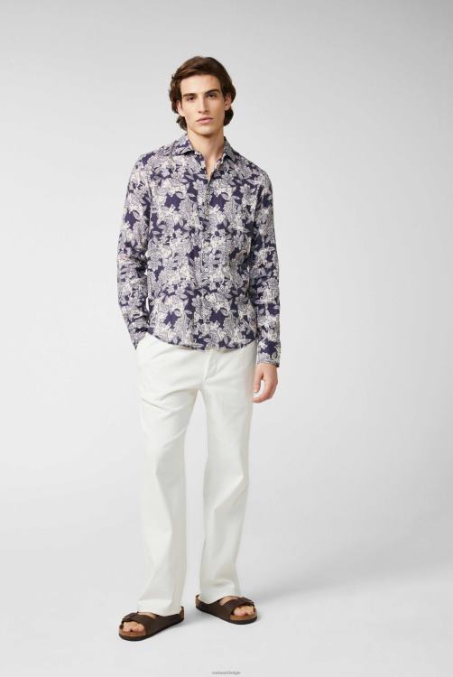 Heren Van Laack linnen overhemd met olifantenwoestijnprint kleding XLN6N486