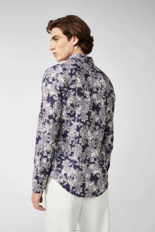 Heren Van Laack linnen overhemd met olifantenwoestijnprint kleding XLN6N486