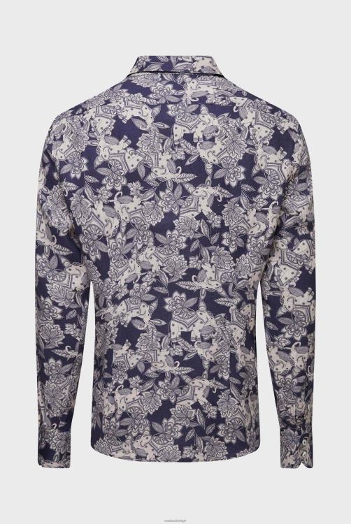 Heren Van Laack linnen overhemd met olifantenwoestijnprint kleding XLN6N486