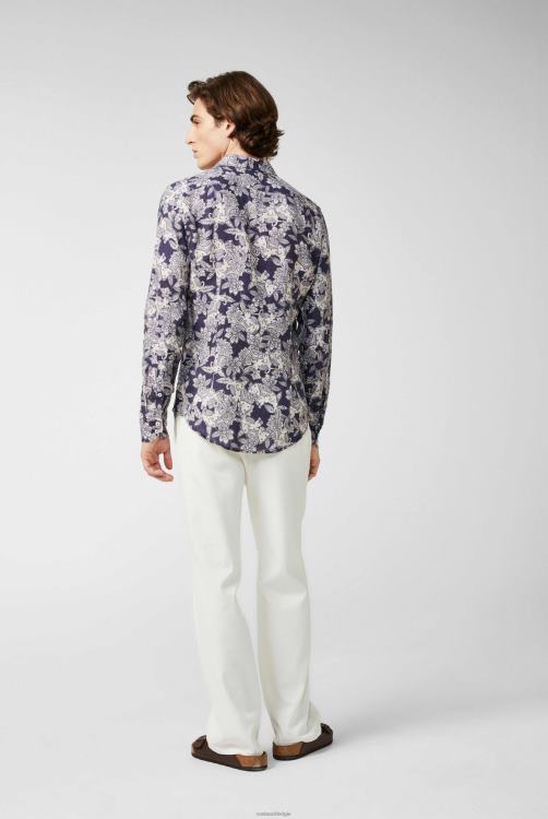 Heren Van Laack linnen overhemd met olifantenwoestijnprint kleding XLN6N486