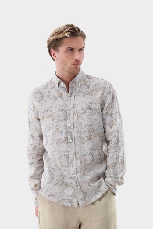 Heren Van Laack linnen overhemd met paisley-print, op maat gemaakt kleding XLN6N521