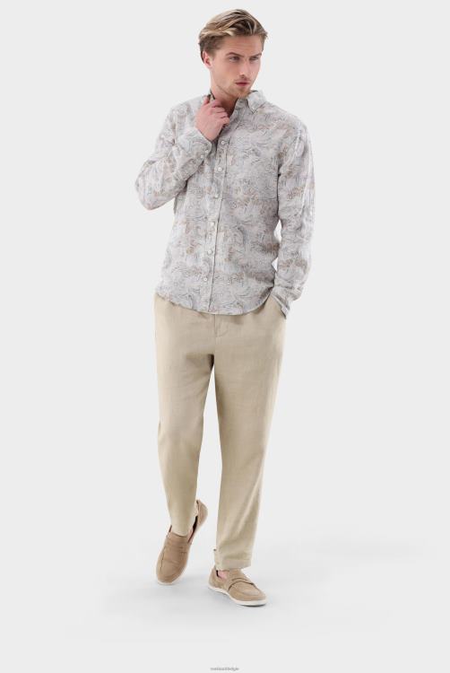 Heren Van Laack linnen overhemd met paisley-print, op maat gemaakt kleding XLN6N521