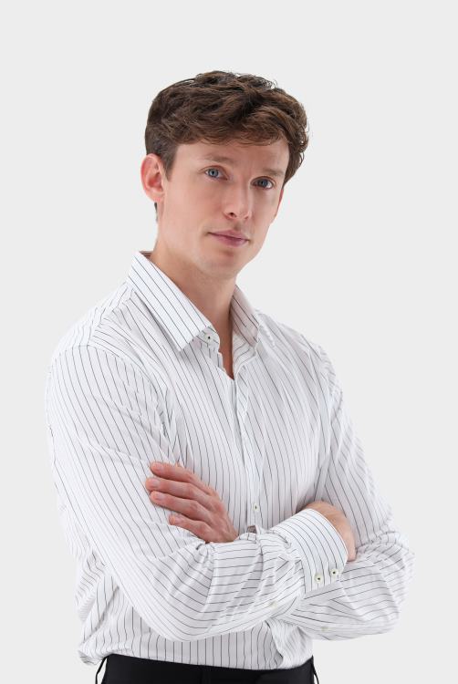 Heren Van Laack overhemd met krijtstreepprint op maat kleding XLN6N325