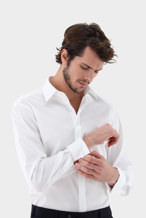 Heren Van Laack poplin overhemd met dubbele manchetten kleding XLN6N592