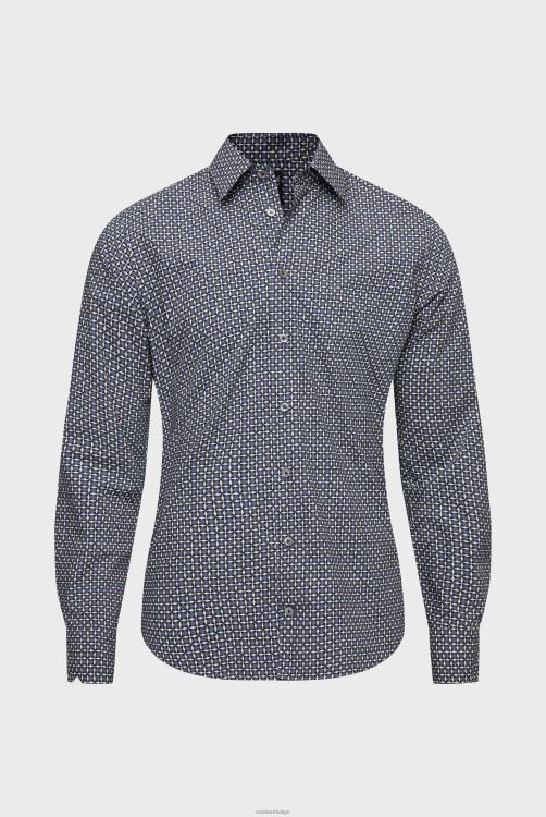 Heren Van Laack poplin overhemd met geometrische print, op maat gemaakt kleding XLN6N564