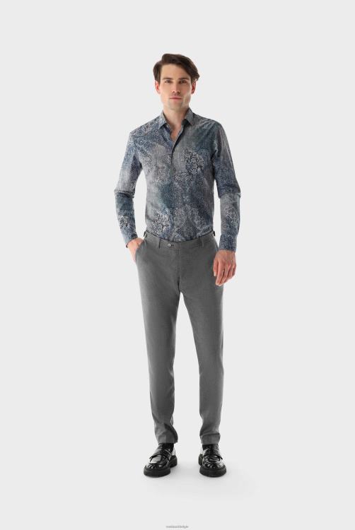 Heren Van Laack poplin overhemd slim fit met vintage print kleding XLN6N576
