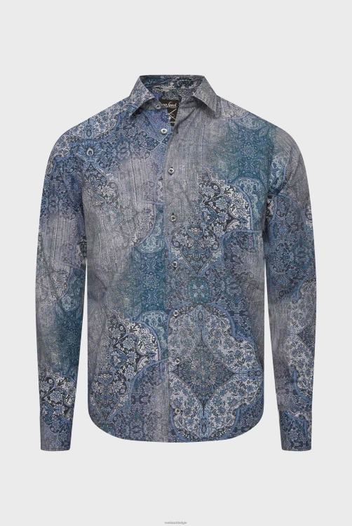Heren Van Laack poplin overhemd slim fit met vintage print kleding XLN6N576