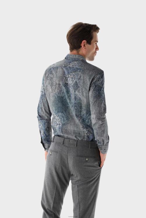 Heren Van Laack poplin overhemd slim fit met vintage print kleding XLN6N576