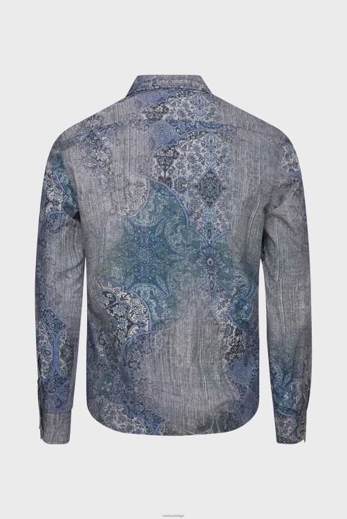 Heren Van Laack poplin overhemd slim fit met vintage print kleding XLN6N576