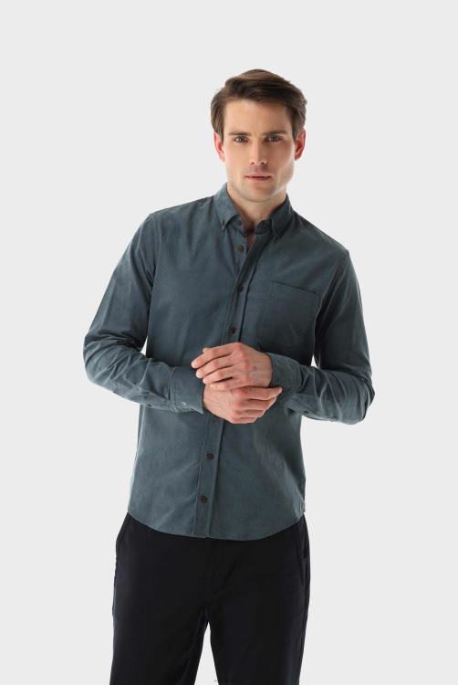 Heren Van Laack slim-fit overhemd van corduroy kleding XLN6N557