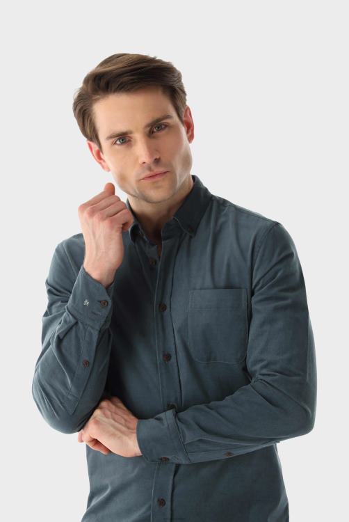 Heren Van Laack slim-fit overhemd van corduroy kleding XLN6N557