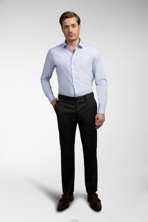 Heren Van Laack strijkvrij twill overhemd slim fit lichtblauw gestreept kleding XLN6N373