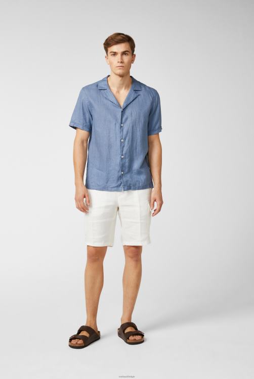 Heren Van Laack superzacht linnen bowlingshirt blauw kleding XLN6N487