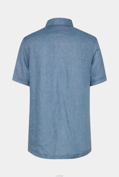 Heren Van Laack superzacht linnen bowlingshirt blauw kleding XLN6N487