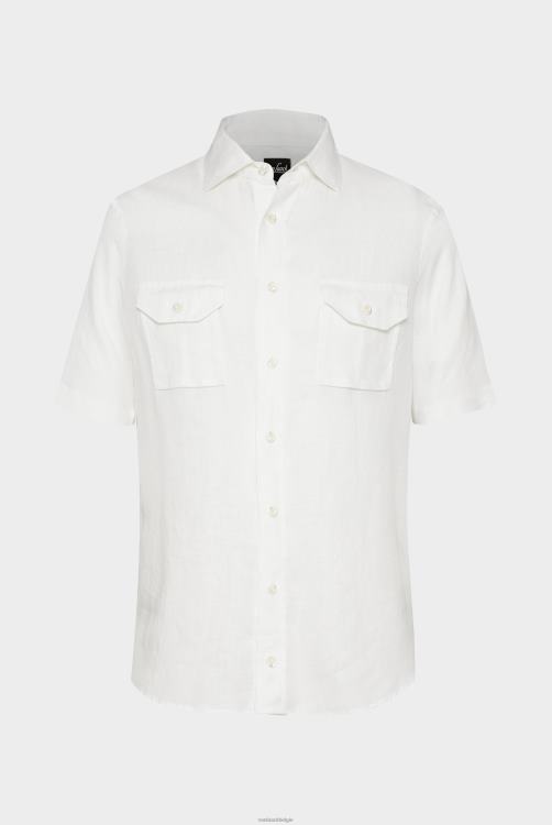 Heren Van Laack superzacht linnen overhemd met korte mouwen in een boxy fit wit kleding XLN6N492