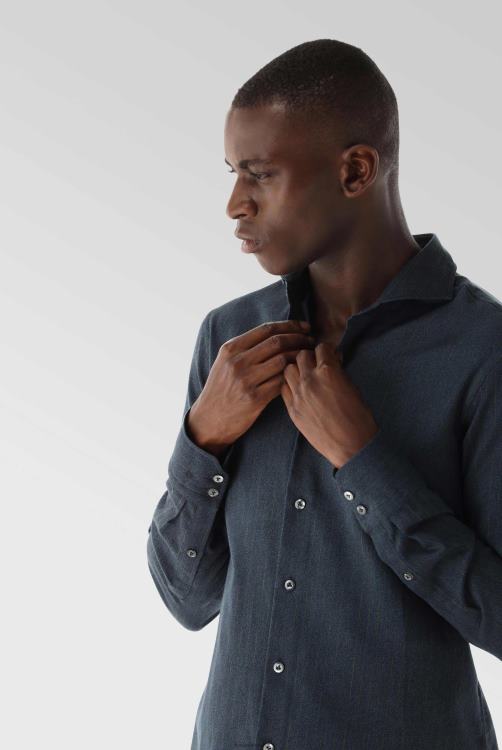 Heren Van Laack twill overhemd krijtstrepen slim flit kleding XLN6N616