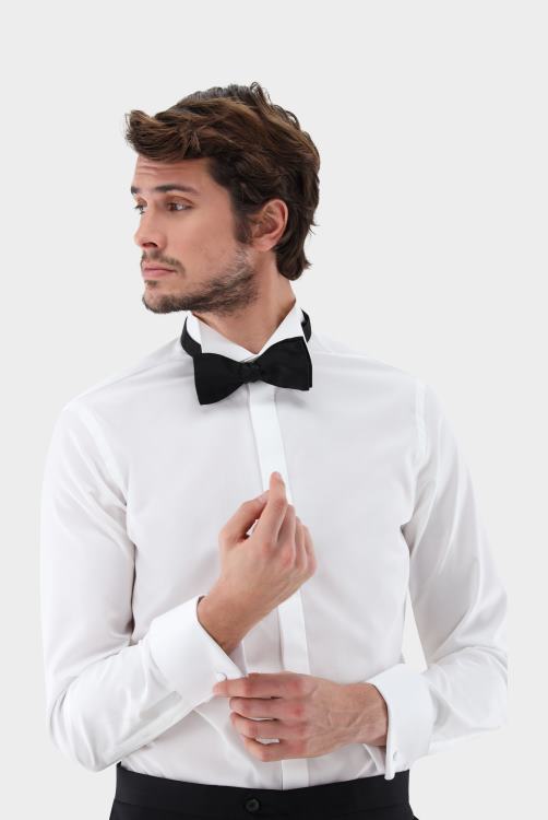 Heren Van Laack wit poplin avondhemd met vleugelkraag kleding XLN6N596