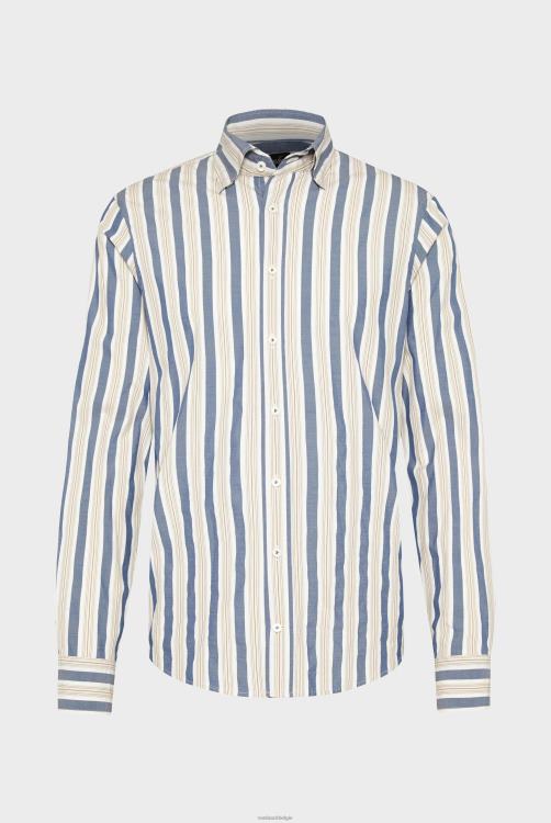 Heren Van Laack zongebleekt, breed gestreept katoenen overhemd met button-downkraag kleding XLN6N590